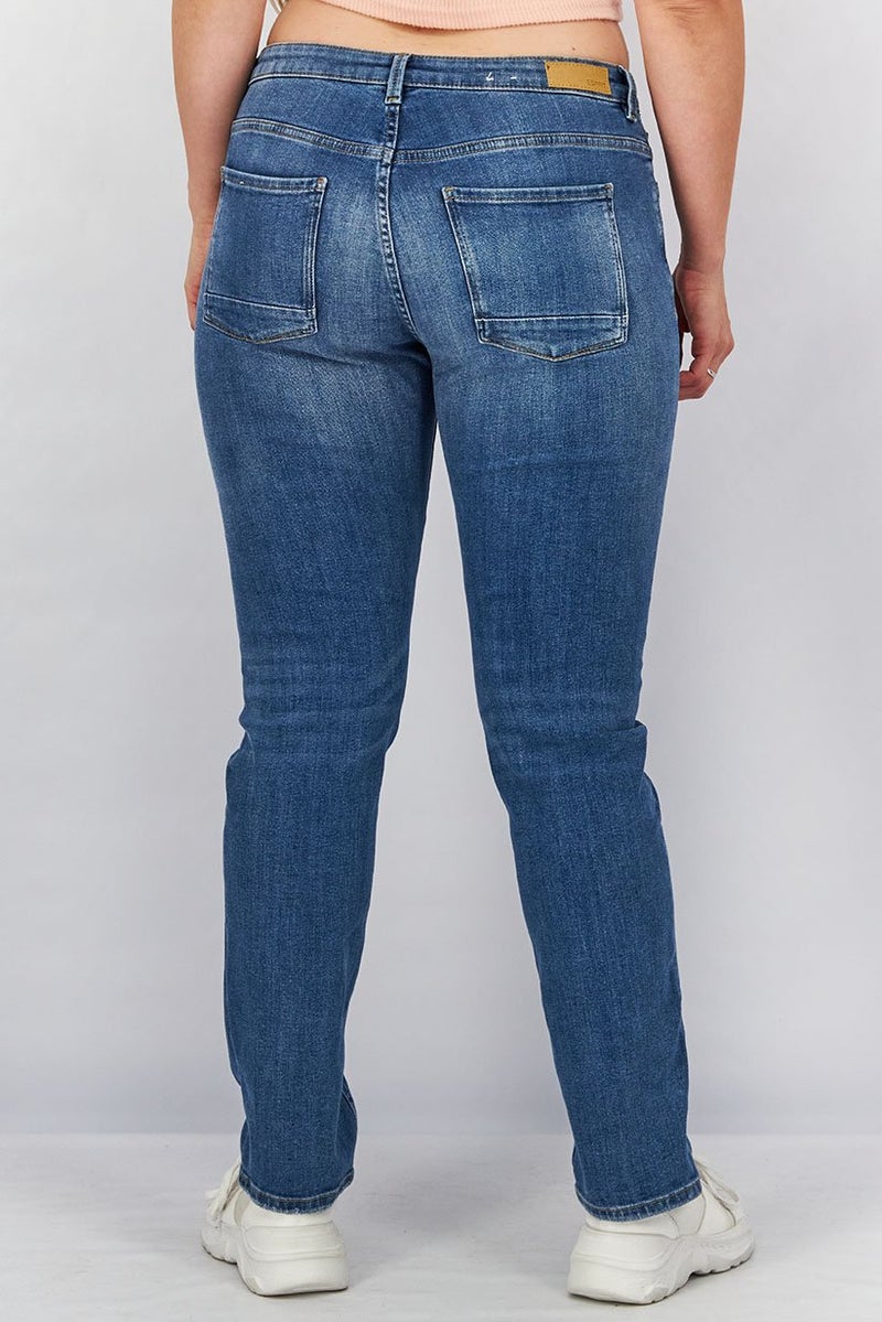 ESPRIT Women Straight Fit Washed Stretchable Jeans, Blue - Image 2