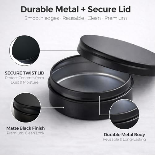 TYNZZ 3 Pcs, Metal Tin Round Container, Mini Portable Small Storage Container Kit with Twist Lid for Home Storage 2.5x1 Inch, Black - Image 4