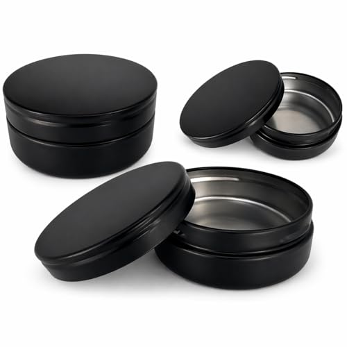 TYNZZ 3 Pcs, Metal Tin Round Container, Mini Portable Small Storage Container Kit with Twist Lid for Home Storage 2.5x1 Inch, Black - Image 1