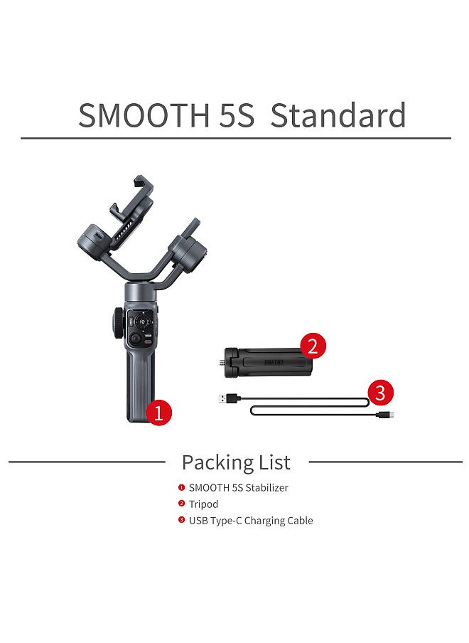 Zhiyun - ZHIYUN SMOOTH-5S Handheld 3-Axis Gimbal Stabilizer Portable Phone Vlog Gimbal Anti-shake Built-in LED Fill Light - Image 1