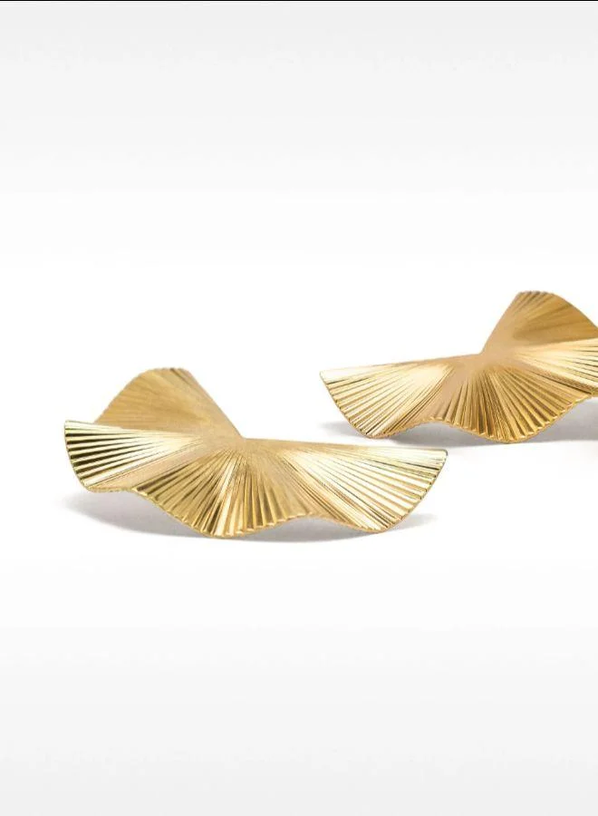 PARFOIS Gold Medium wavy earrings for Women | Best Price UAE