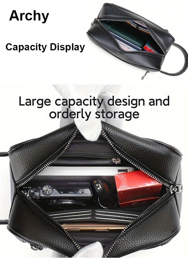 Archy Men's Soft Leather Clutch Casual Bag Business Retro Trend Handbag Mobile Phone Bag  - Image 4