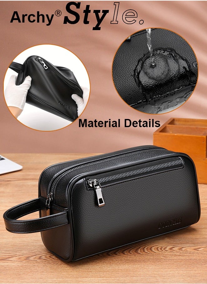 Archy Men's Soft Leather Clutch Casual Bag Business Retro Trend Handbag Mobile Phone Bag  - Image 2