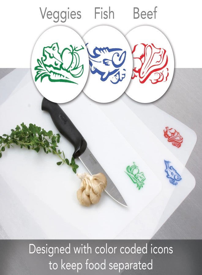 Counterart Flexible Cutting Board Mats Set of 3, Clear Frosted with Food Icons, Made in the USA of BPA Free Food Grade Plastic, 11.5” x 15” - Image 3