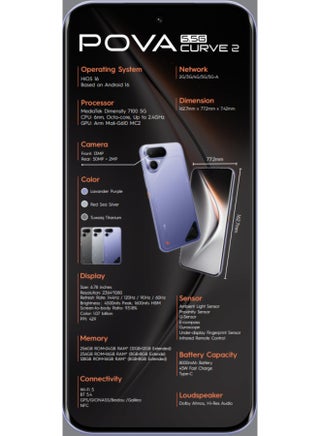Pova Curve 2 5G 12GB RAM 256GB Melting Silver With Free Gifts - Middle East Version - view 5