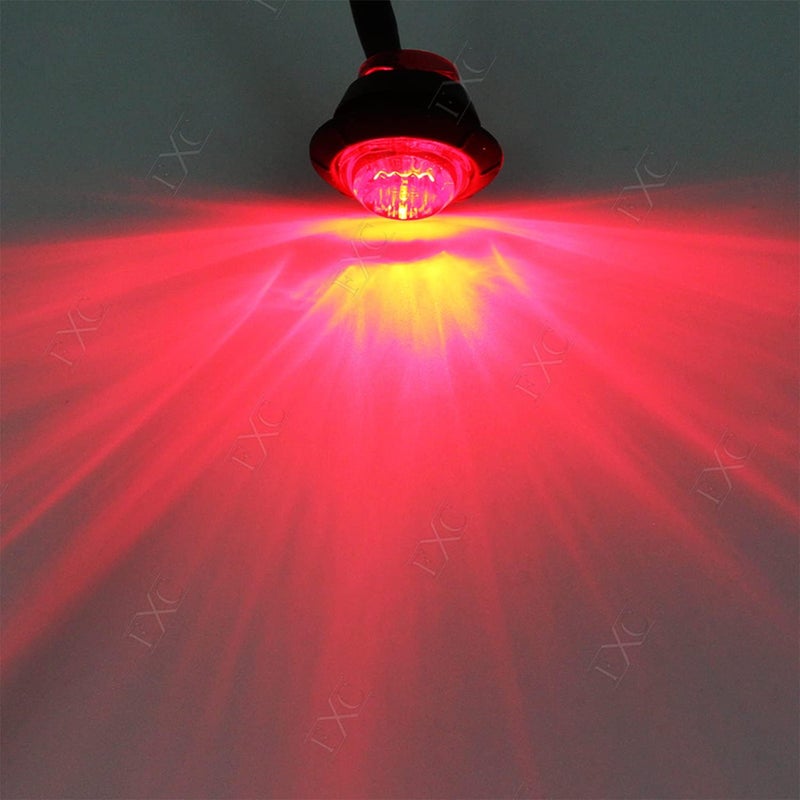 FXC 10x 3/4" Round LED Clearence Light Front Rear Side Marker Indicators Light for Truck Car Bus Trailer Van Caravan Boat, Taillight Brake Stop Lamp Redsmoked - Image 3