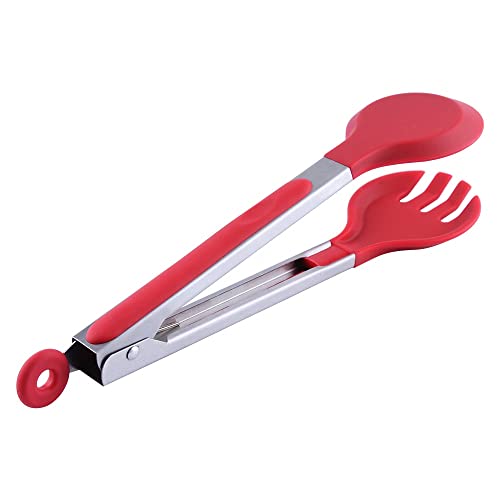 Bagonias Silicone Kitchen Tongs 12 Inch | Stainless Steel Heavy Duty Food Tong for Cooking, Serving, BBQ & Air Fryer | Heat Resistant 250°C, BPA Free, Non-Stick Safe, Locking Grip (Red) - Image 4