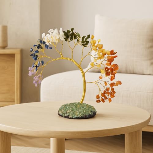 JD FRESH 200 Beds 7 Chakras Crystal Tree/Gemstone Feng Shui Tree for Good Luck/Positive Energy and Meditation Spiritual for Good Luck/Handmade Showpiece for Home Décor/Living Room/Office and Gifting - Image 2