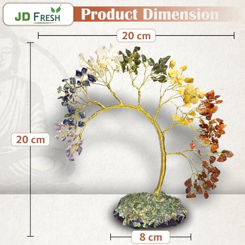 JD FRESH 200 Beds 7 Chakras Crystal Tree/Gemstone Feng Shui Tree for Good Luck/Positive Energy and Meditation Spiritual for Good Luck/Handmade Showpiece for Home Décor/Living Room/Office and Gifting - Image 3