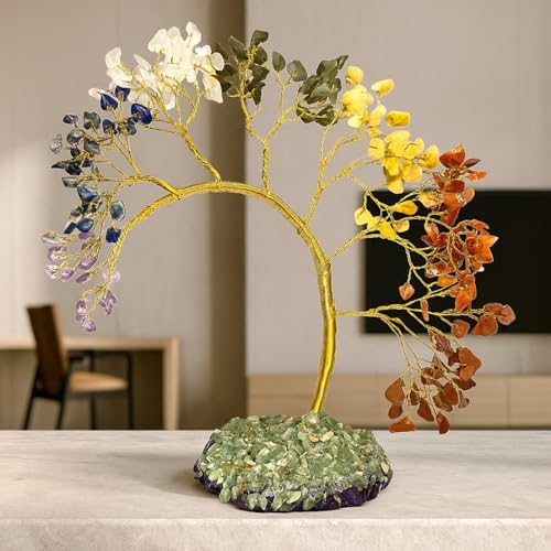 JD FRESH 200 Beds 7 Chakras Crystal Tree/Gemstone Feng Shui Tree for Good Luck/Positive Energy and Meditation Spiritual for Good Luck/Handmade Showpiece for Home Décor/Living Room/Office and Gifting - Image 1