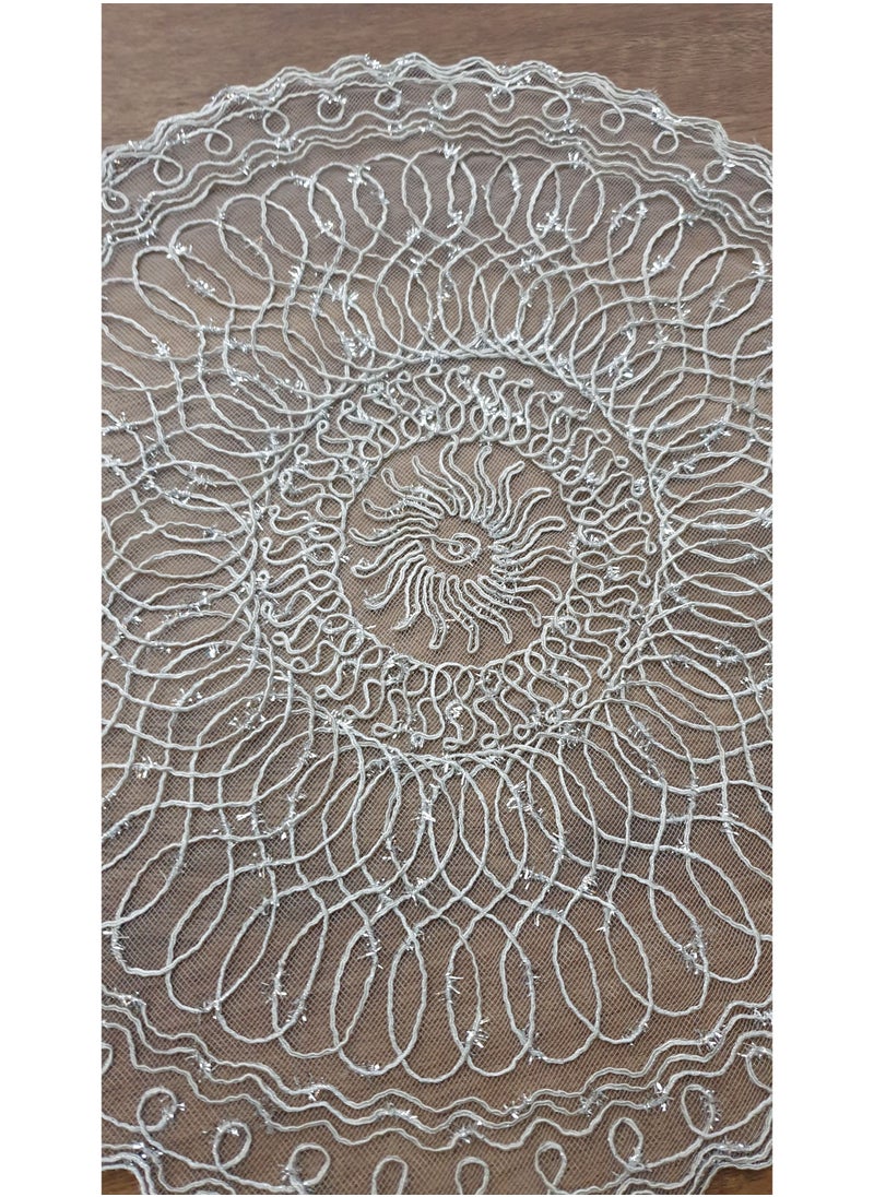 Table Runner Crochet Silver Round Shape 36×36cm