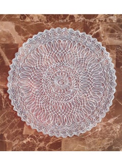 Al Zaabiah Table Runner Crochet Silver Round Shape 36×36cm  - Image 1