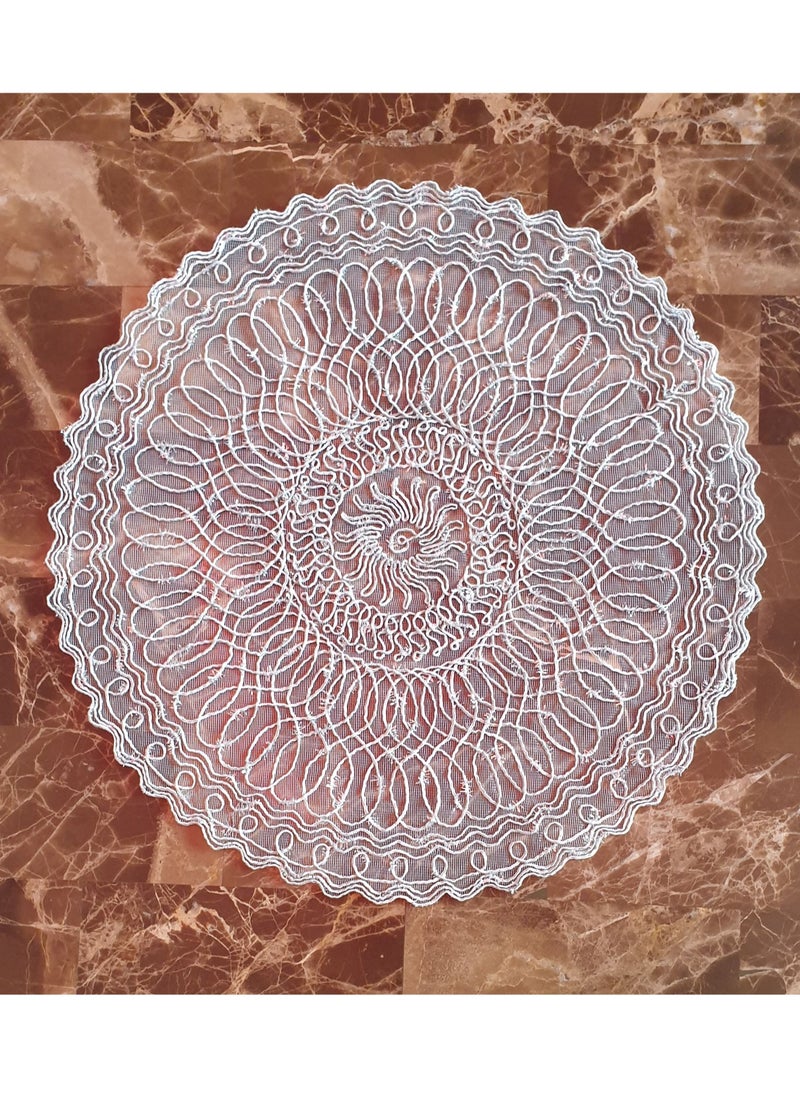 Table Runner Crochet Silver Round Shape 36×36cm