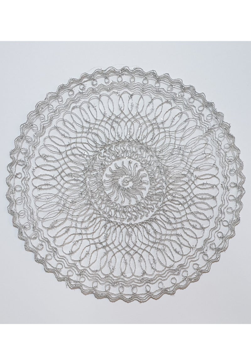 Table Runner Crochet Silver Round Shape 36×36cm