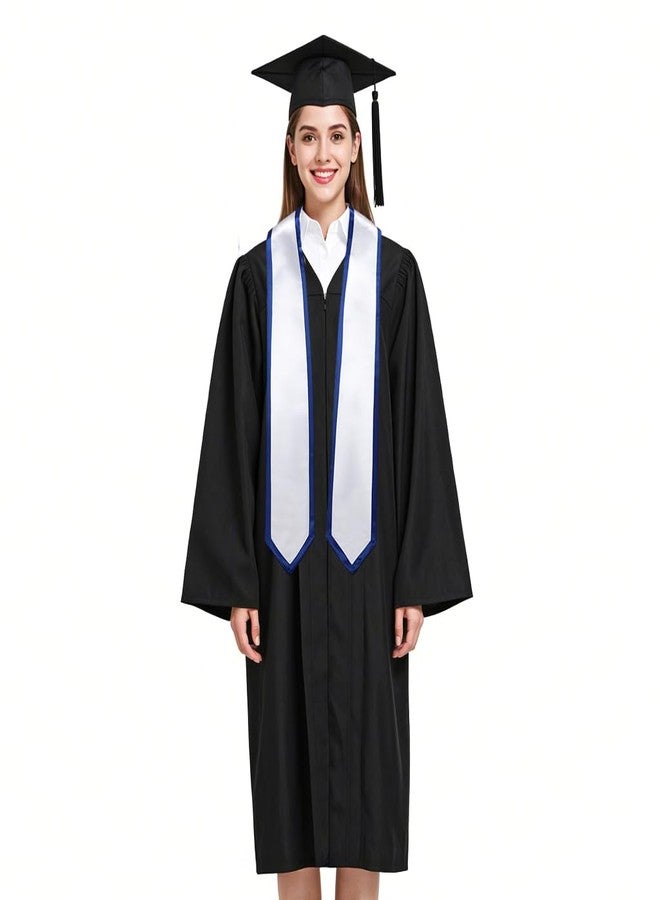 Ftyfty Unisex Adult Graduation Honor Stole Classic End With Trim 72" Long (White + Royal Trim, 72" Long) - Image 3