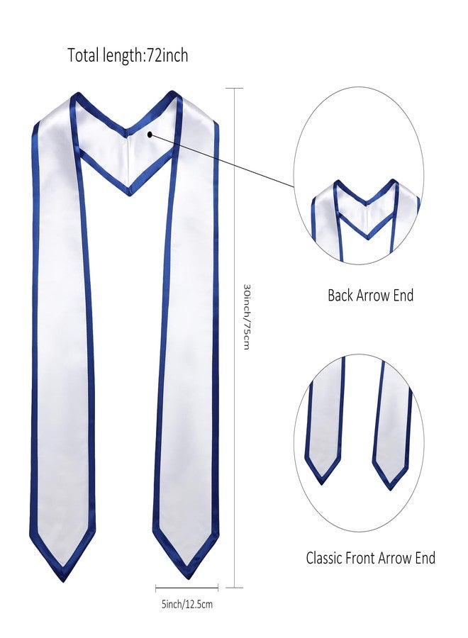 Ftyfty Unisex Adult Graduation Honor Stole Classic End With Trim 72" Long (White + Royal Trim, 72" Long) - Image 4