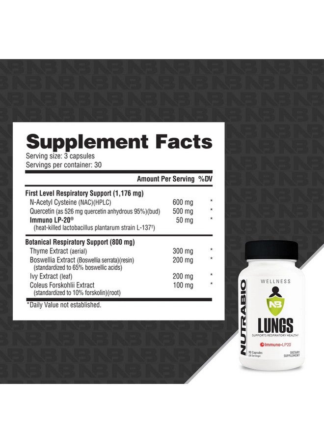 نوترا بايو مكمل NutraBio Lungs - مزيج من Immuno-LP20 والمستخلصات الطبيعية للمساعدة في دعم صحة الجهاز التنفسي والمناعة - Image 2