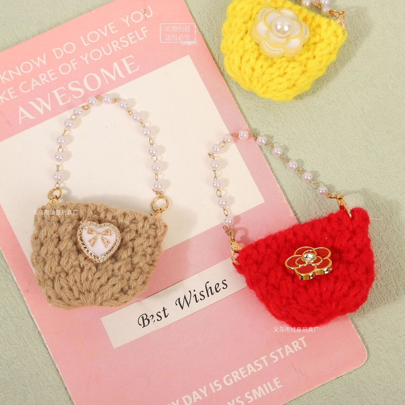 New mini wool bag pearl chain bag pendant cartoon doll diy accessories accessories wholesale - Image 4