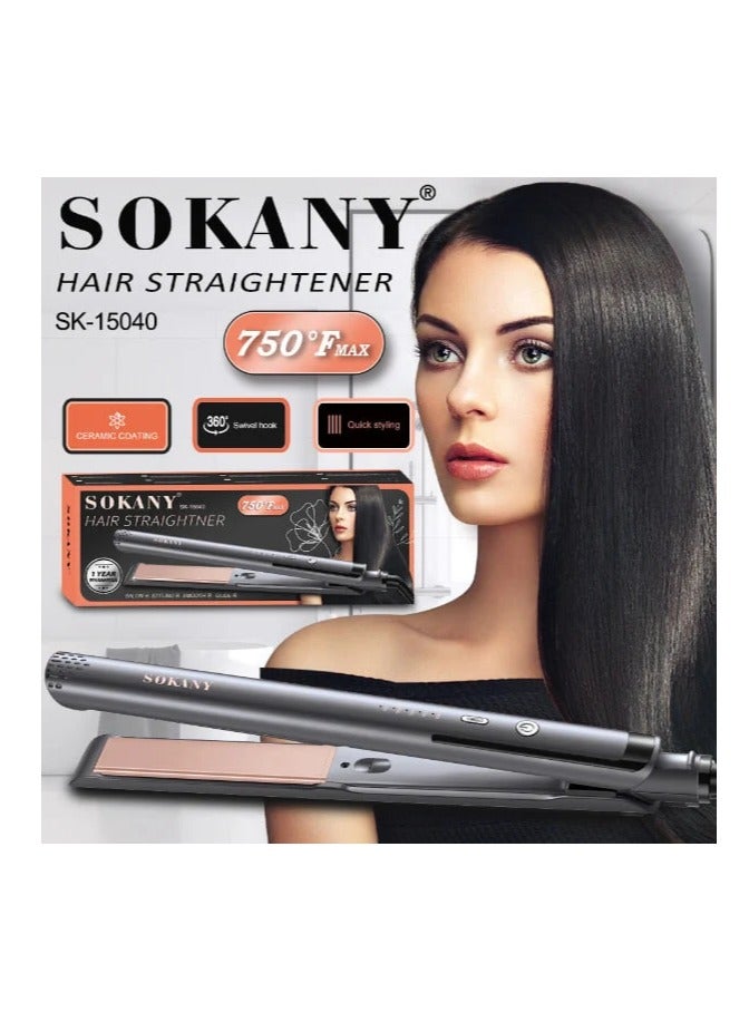 Sokany SK‑15040 Hair Straightener – Ceramic Coating – Up to 750°F – LED Display – 360° Swivel Cord - Image 2