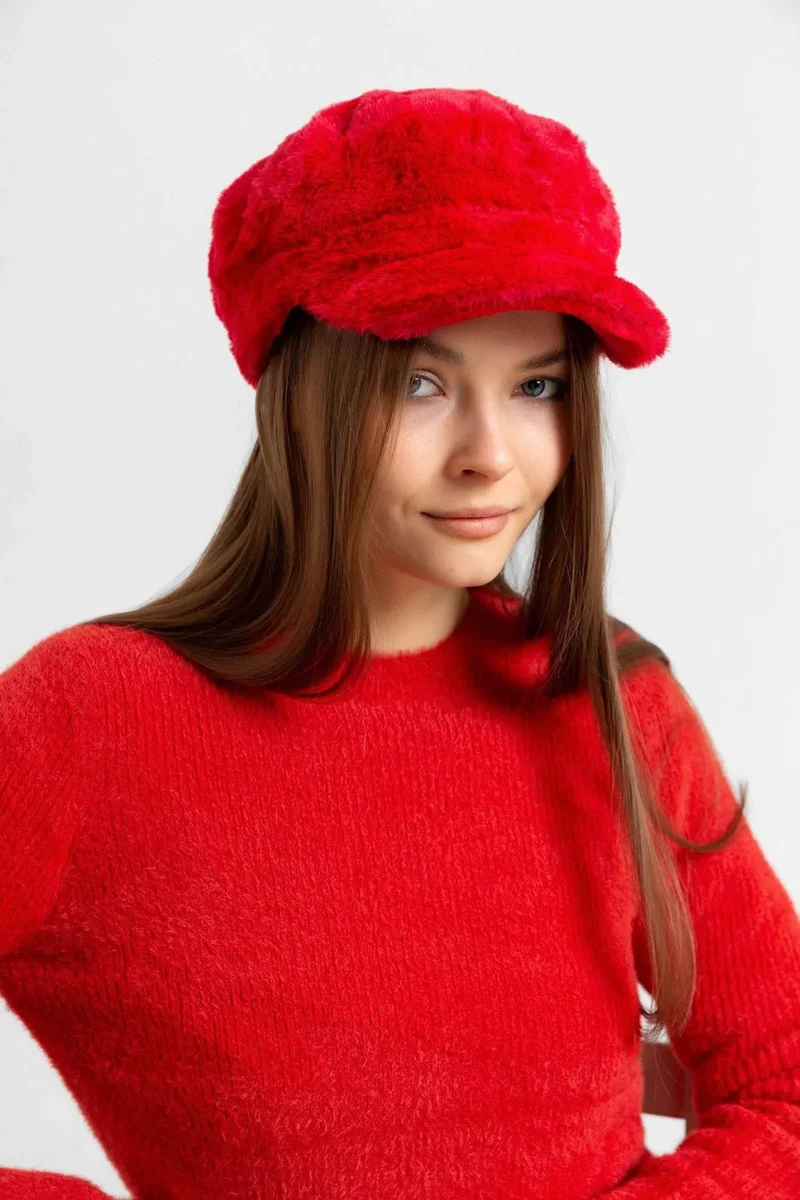 REMSA Women's Plush Captain Sailor Hat Rkş-05 Red
