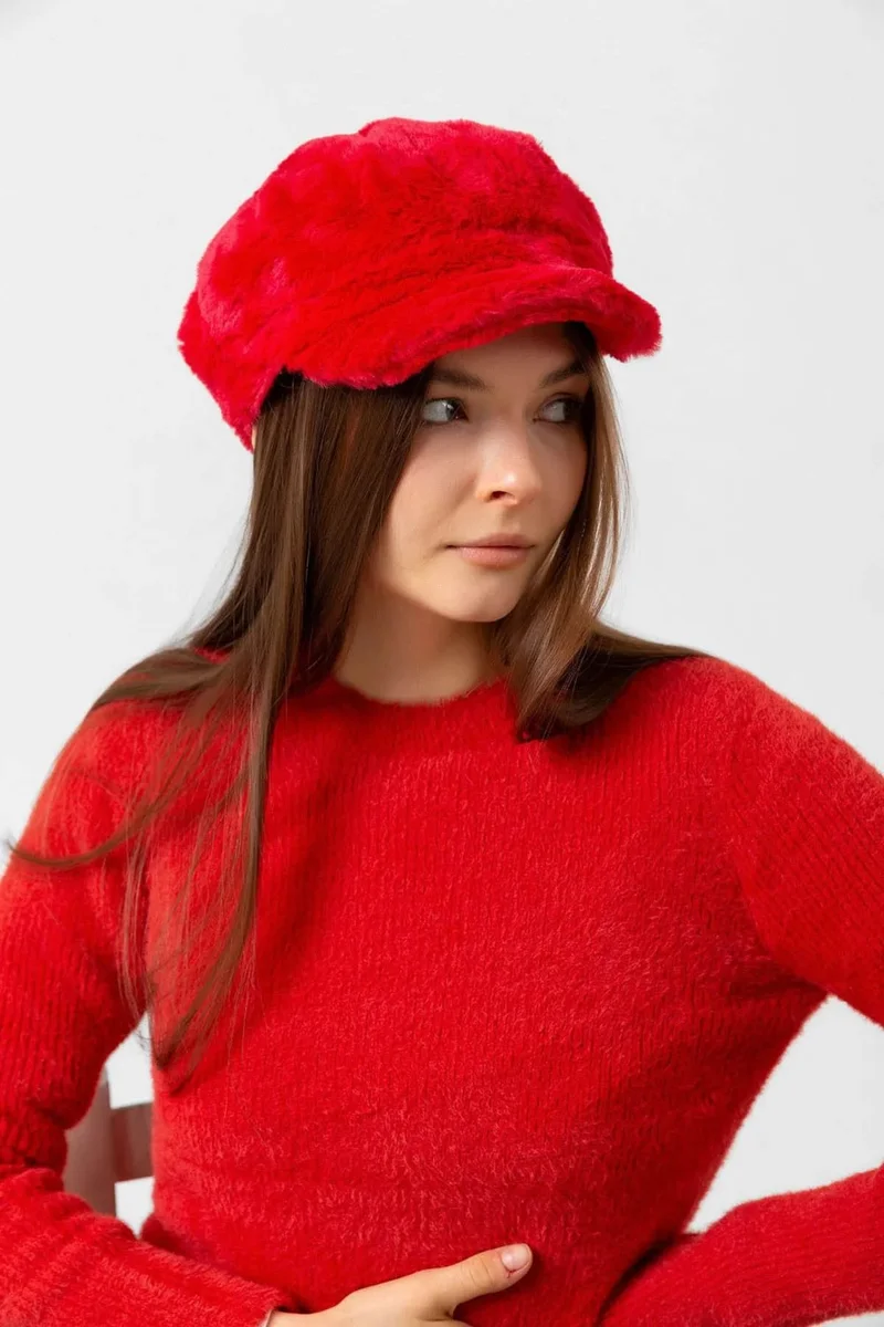 REMSA Women's Plush Captain Sailor Hat Rkş-05 Red