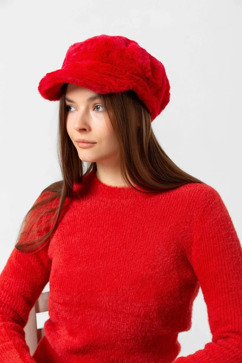 REMSA Women's Plush Captain Sailor Hat Rkş-05 Red
