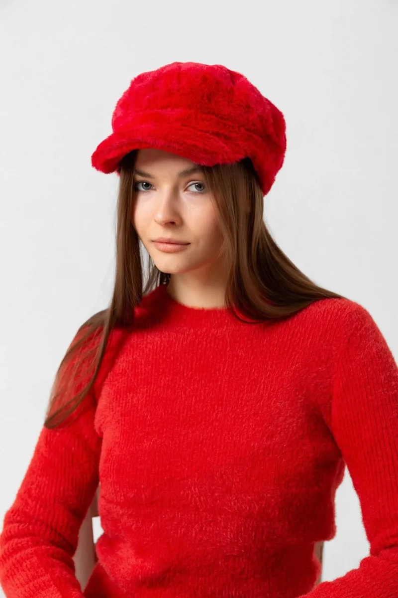 REMSA Women's Plush Captain Sailor Hat Rkş-05 Red
