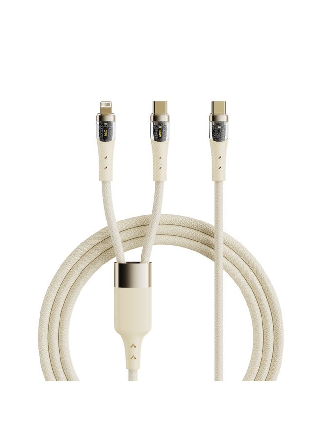 روك Rock G20 2 في 1 5A USB-C/Type-C إلى USB-C/Type-C+8 دبوس كبل بيانات الشحن السريع الشفافة ، الطول: 1.5 متر (بيج) - Image 1