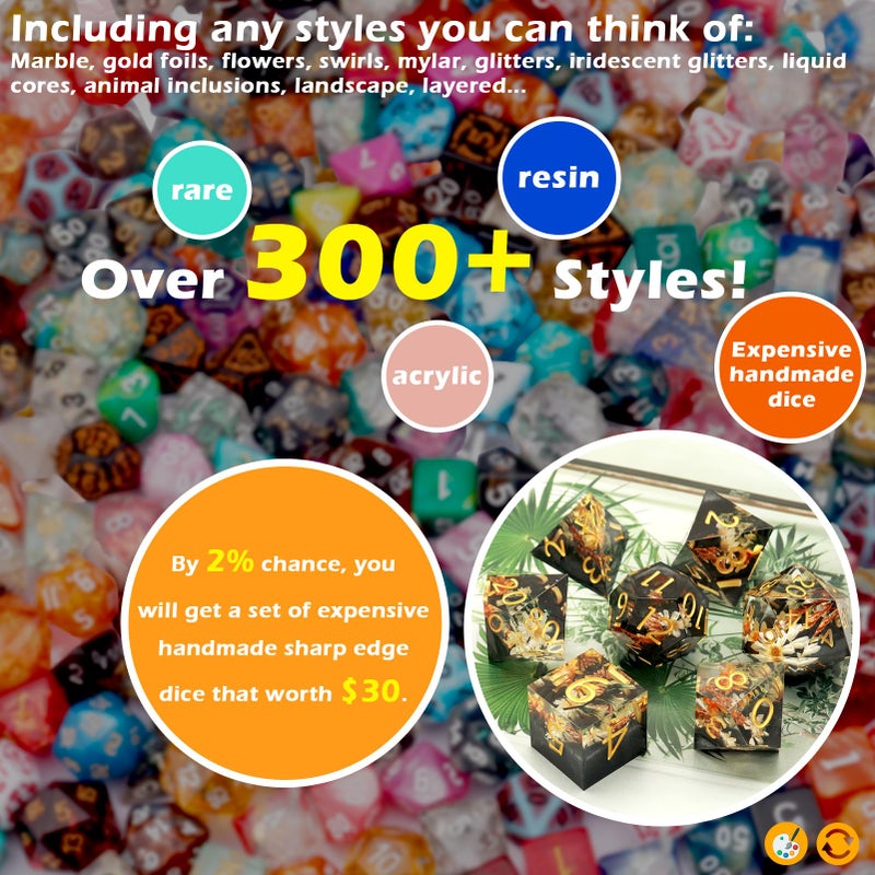Haxtec Mystery DND Dice Set 7pcs Polyhedral Dice + 3 Funny Waterproof Stickers, Mystery Dice for Dungeons & Dragons, Chance Win Rare Sharp Edge, Great DND Gift, No Duplicates in 2/5 Packs - Image 3