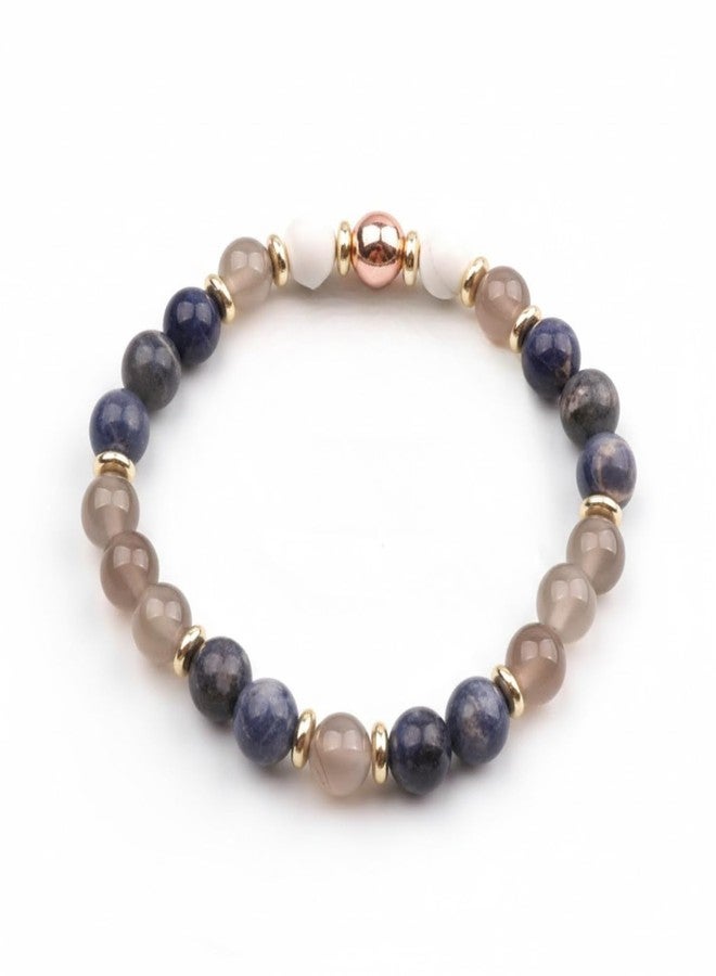 Sukhad Natural Stone Beaded Bracelet for Men & Women | Elastic Stretch Crystal Bracelet | Handmade Healing Gemstone Jewelry | Stylish Couple Gift (8mm Beads, Premium Finish) - Image 1