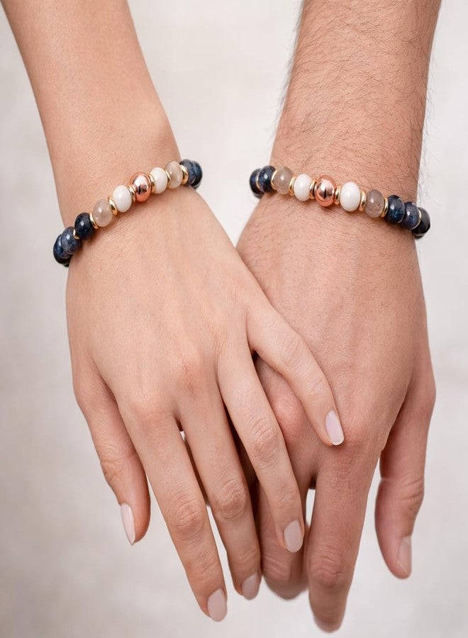 Sukhad Natural Stone Beaded Bracelet for Men & Women | Elastic Stretch Crystal Bracelet | Handmade Healing Gemstone Jewelry | Stylish Couple Gift (8mm Beads, Premium Finish) - Image 3