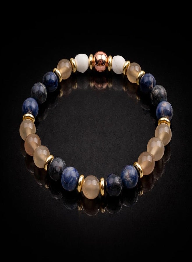 Sukhad Natural Stone Beaded Bracelet for Men & Women | Elastic Stretch Crystal Bracelet | Handmade Healing Gemstone Jewelry | Stylish Couple Gift (8mm Beads, Premium Finish) - Image 2