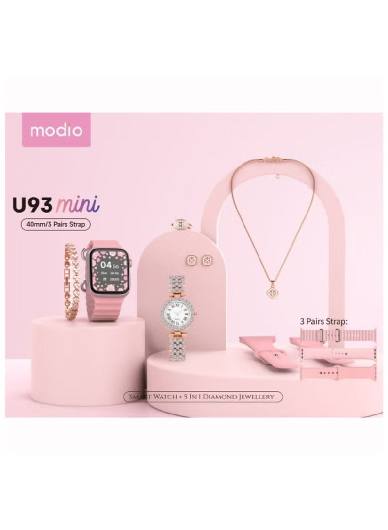 modio U93 Mini Smart Watch – 40mm Compact Touch Display, Bluetooth Calling, Heart Rate & Sleep Monitoring, Step & Calorie Tracker, Long Battery Life, Stylish Lightweight Design for Men, Women & Teens - Image 2