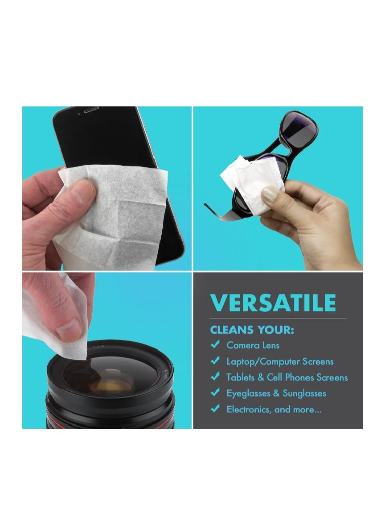MEDca Premoistened Lens Glass Cleaning Wipes Portable Travel Cleaner for Glasses, Camera, Cell Phone, Smartphone, Tablet Disposable, Quick Drying, Streak Free Individually Wrapped, Pack of 100 - Image 5