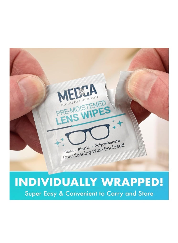 MEDca Premoistened Lens Glass Cleaning Wipes Portable Travel Cleaner for Glasses, Camera, Cell Phone, Smartphone, Tablet Disposable, Quick Drying, Streak Free Individually Wrapped, Pack of 100 - Image 4