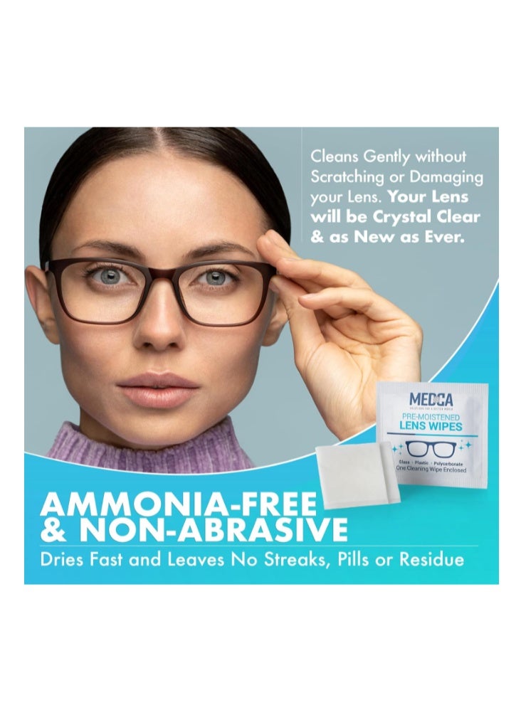 MEDca Premoistened Lens Glass Cleaning Wipes Portable Travel Cleaner for Glasses, Camera, Cell Phone, Smartphone, Tablet Disposable, Quick Drying, Streak Free Individually Wrapped, Pack of 100 - Image 3