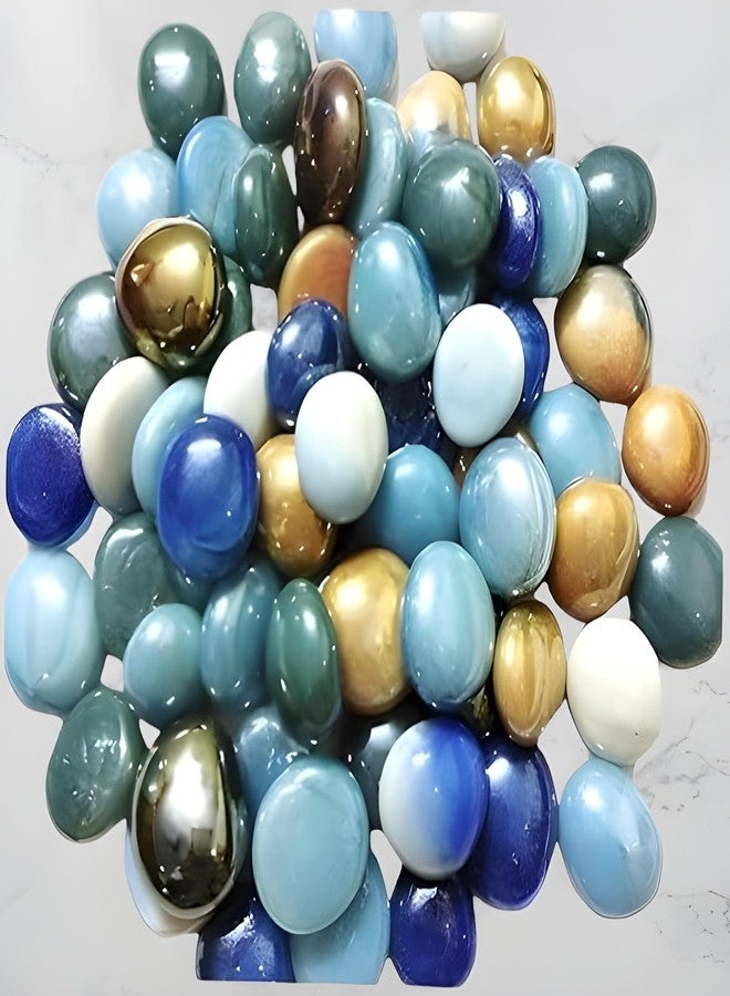 STONE HUB Multicolor Glass Pebbles Gravels Stone for Aquarium, Table, Garden,Vase, Fountain, 400 Gm (50-55 Pieces) - Image 1