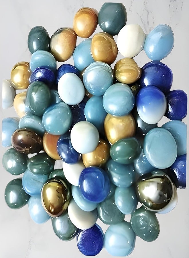 STONE HUB Multicolor Glass Pebbles Gravels Stone for Aquarium, Table, Garden,Vase, Fountain, 400 Gm (50-55 Pieces) - Image 3
