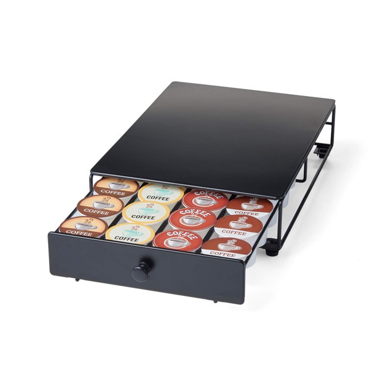 Nifty Solutions Nifty Solutions Capacity Nifty Rolling Mini Black Finish Compatible with KCups 24 Pod Pack Holder Compact Under Coffee Pot Storage Drawer Slim Home Kitchen Counter Organizer