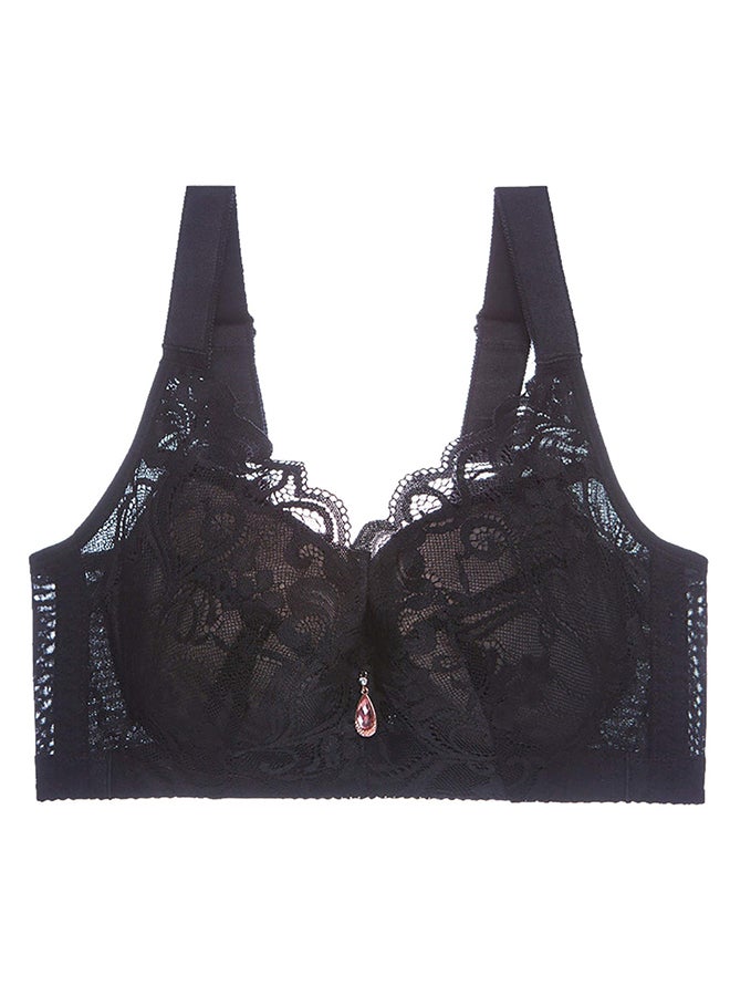 MARGOUN Women's Large Size Lace Bra Wide Straps Wireless Bralettes with Full Cup Pads Bras for Ladys Women 40/90 Black - Image 1