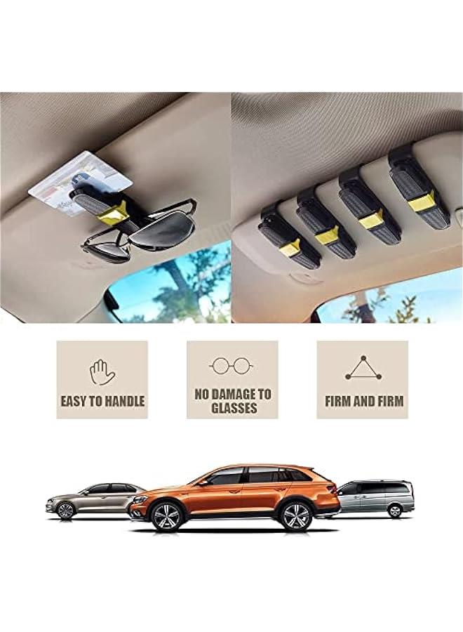 Generic 4 Packs Sun Visor Clip, Glasses Holders for Car Sunglasses Ticket Frame Car Universal Carbon Fiber Pattern Glasses Double-Ends Clip, 360° Rotational Car Glasses Holder with Ticket Card Clip (Gold)  - Image 4