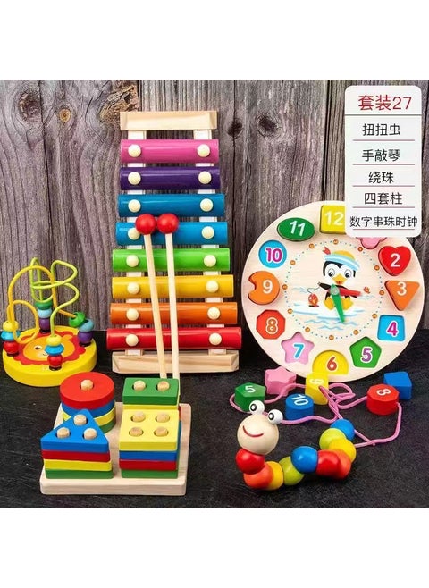 Orff Kids Xylophone Rainbow Tower Puzzle Toy 1-3Y5-piece package (four sets of column accordion small winding caterpillar penguin clock) 0.8kg 5-piece package (four sets of column accordion small winding caterpillar penguin clock) 0.8kg