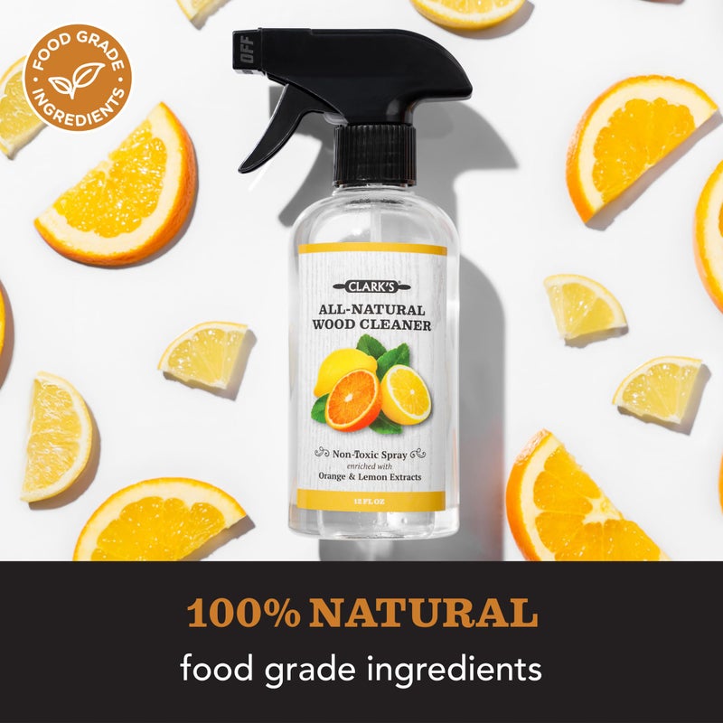 CLARK'S Natural Cutting Board Spray Cleaner, with Microfiber Cloth, for Wood Countertop â€“ Pure Ingredients Filtered Water, Distilled Vinegar, Castile Soap, Lemon & Orange Citrus Oil Extracts, 12oz - Image 4
