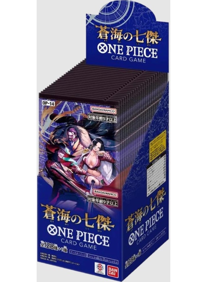 وان بيس مجموعة بطاقات ONE PIECE – OP-14 “سبعة البحار الزرقاء” صندوق تعزيز (ياباني) – 24 حزمة