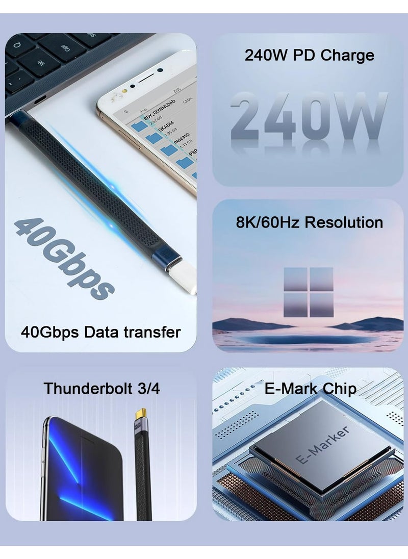 240W USB C to USB C Extension Cable, 40Gbps USB C Male to Female Cable, USB Type C Extension Cable Short with 8K Video for Thunderbolt 4, iPhone 15 and More 5Inch