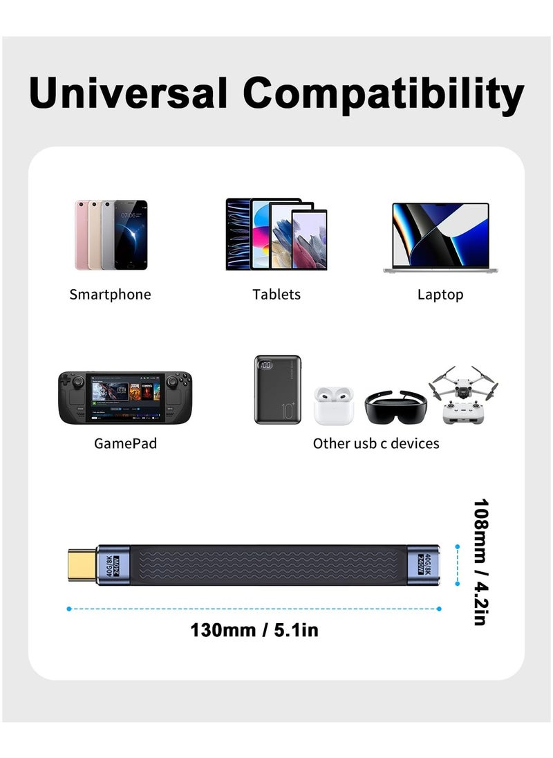 240W USB C to USB C Extension Cable, 40Gbps USB C Male to Female Cable, USB Type C Extension Cable Short with 8K Video for Thunderbolt 4, iPhone 15 and More 5Inch