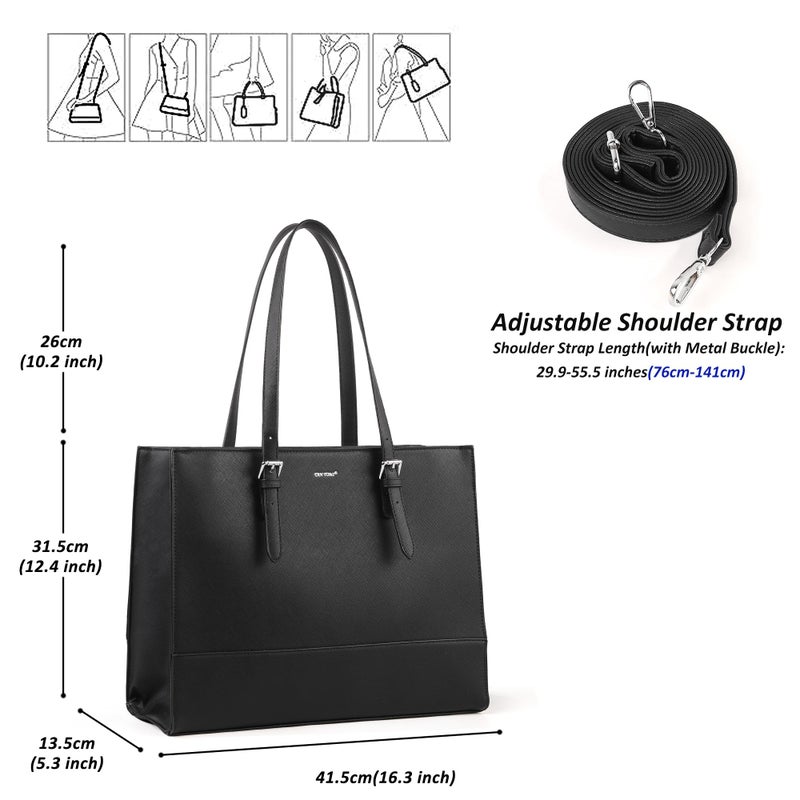 TANTOMI Laptop Tote Bag for Women, 15.6 Inch Work Bag Computer Business Shoulder Bag Office Briefcase Purse and Handbag - Image 3