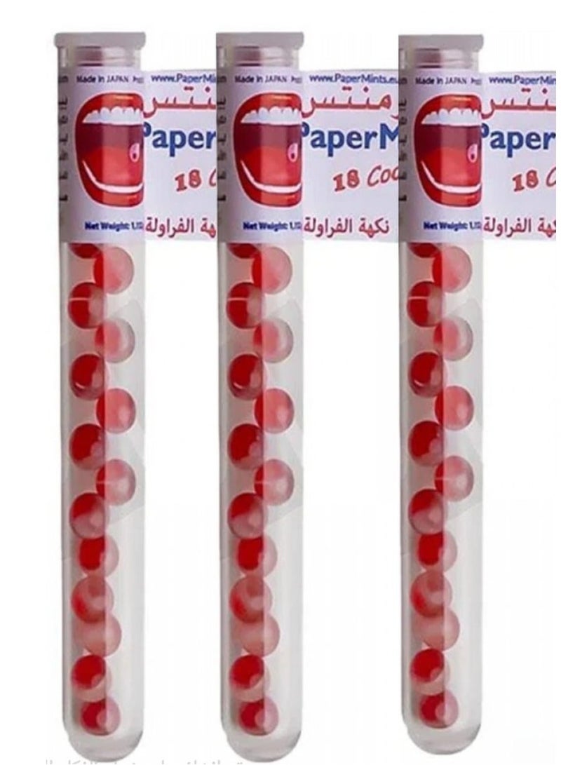 بيبرمينتس حبيبات معطره بيبر منتس , 18 حبة , نكهة الفراولة 3 عبوات