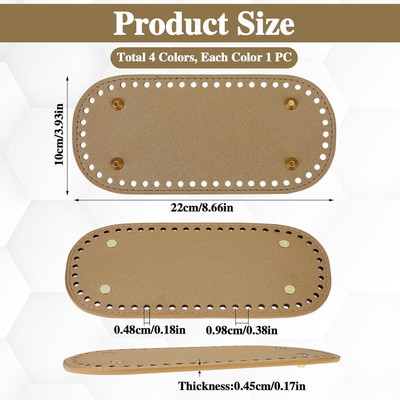 Crochet Bag Base 22 X 10 Cm Pre-Drilled Holes - Durable Leather Oval Bag Base for Handbag Making Beginners And Crafters - Image 2