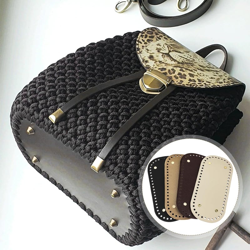 Crochet Bag Base 22 X 10 Cm Pre-Drilled Holes - Durable Leather Oval Bag Base for Handbag Making Beginners And Crafters - Image 4